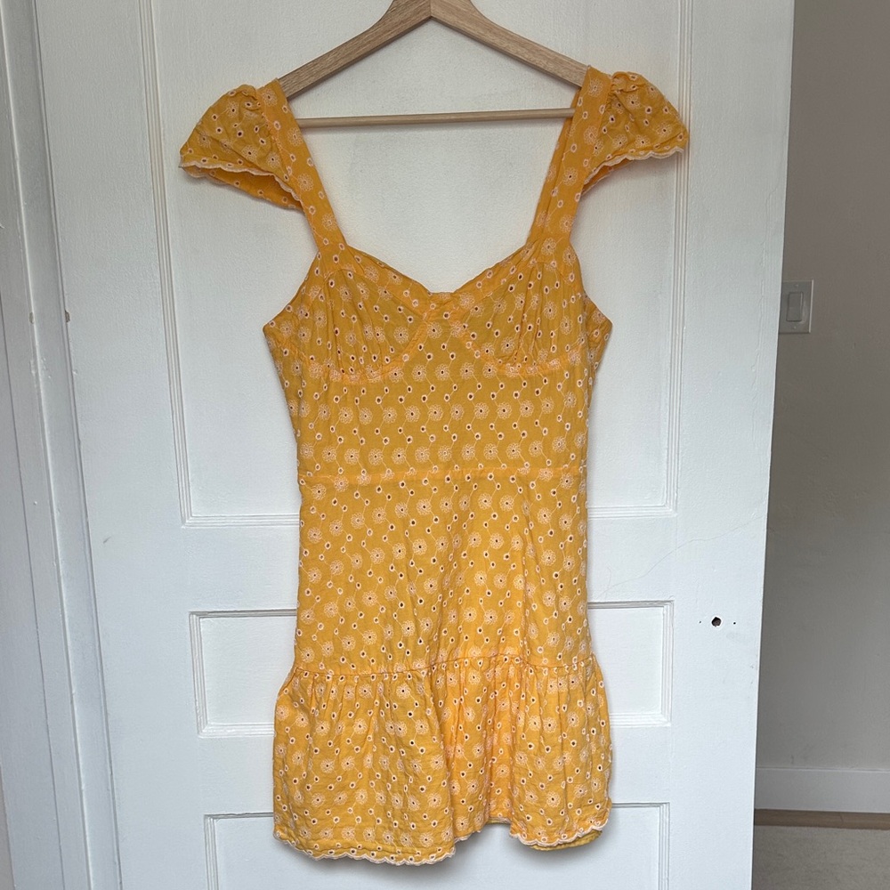 Betsey Johnson Mustard Smocked Dress